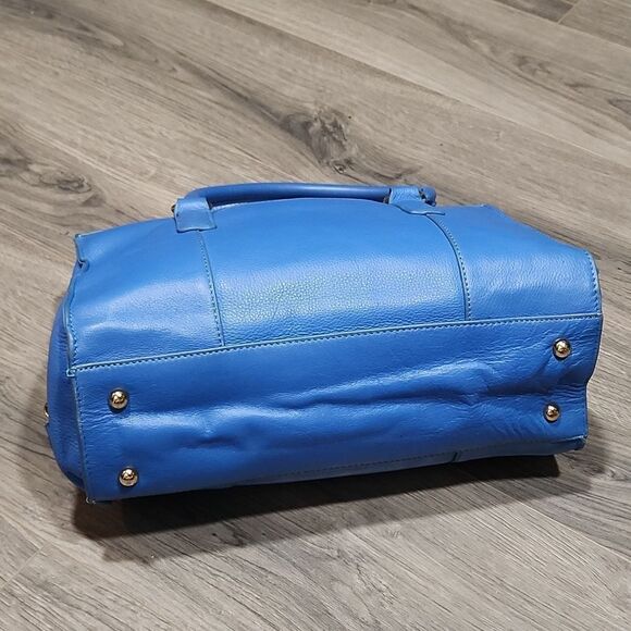 Emma Fox Cornflower Blue Leather Satchel - Picture 5 of 8